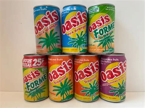 7 EMPTY OASIS SODA SOFT DRINK CANS 1980/90's FRANCE $2.99 - PicClick