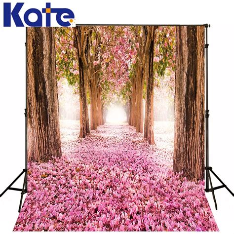 Kate Digital Printing Photography Autumn Leaves Backdrops Pink Flowers ...