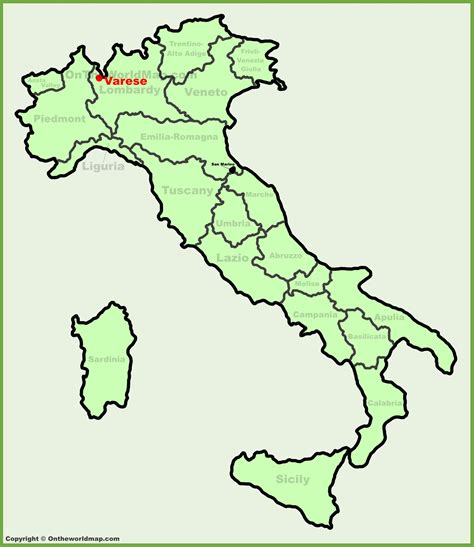 Varese location on the Italy map