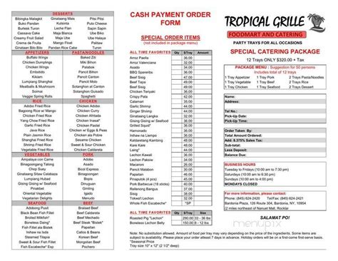 Menu of Tropical Grille in Nanuet, NY 10954