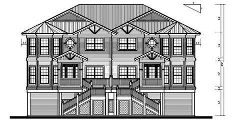 Simple roof house front elevation 2d cad drawing - Cadbull