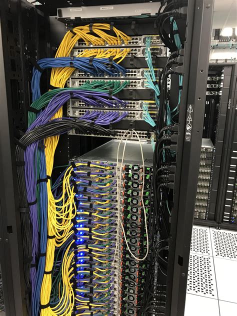 Beautiful colour coded cable management for a server in the building I ...