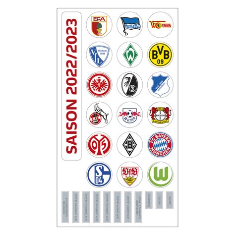 1. Bundesliga Magnettabelle – Vereinswappen (Saison 2022-2023) - Am ...