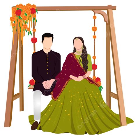 Wedding Couple Illustration And Clip Art With Scroll