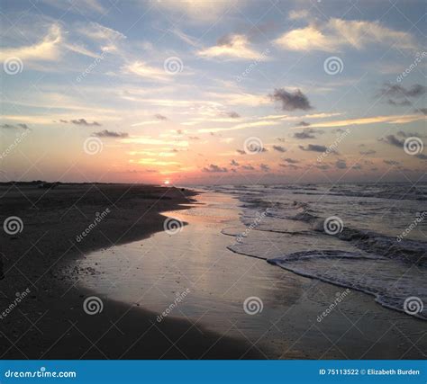 Matagorda Island Beach at Sunrise Stock Photo - Image of ocean, waves: 75113522