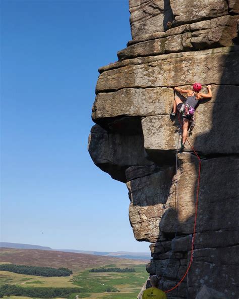 Harriet Trad climbing at Stanage Edge in the Peak District | Trad climbing, Rock climbers ...