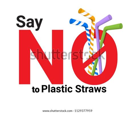 Say No Plastic Straws Concept Save Stock Vector (Royalty Free) 1129377959