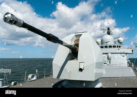 A Mk 8, 4.5 inch Mod 1 Naval Gun fitted to the last Type 42 destroyer ...