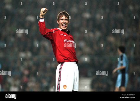 Manchester United's David Beckham celebrates their first goal Stock ...