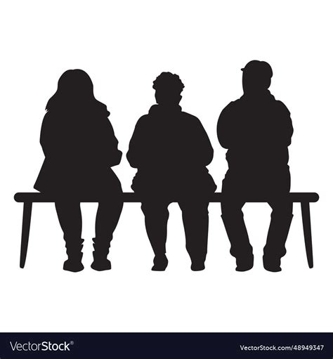 People sitting on bench silhouette Royalty Free Vector Image