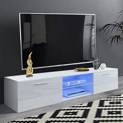 White High Gloss Tv Stand for 75 Inch - Oak Castle Furniture