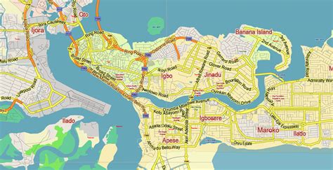 Lagos State, Nigeria PDF Vector Map: Full Extra High Detailed + Admin ...