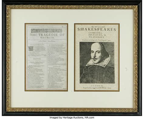 William Shakespeare First Folio Title Page of MacBeth "Actus | Lot #25876 | Heritage Auctions