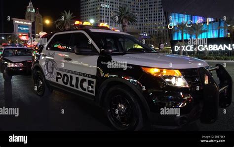 Las Vegas Police Car at the strip by night - LAS VEGAS-NEVADA, OCTOBER ...