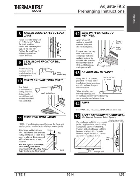 Adjusta-fit 2 prehanging instructions | Therma-Tru Doors Installation User Manual | Page 59 / 76