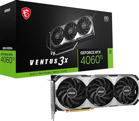 MSI GeForce RTX 4060 Ti VENTUS 3X 8G OC 8GB GDDR6 128-Bit PCIe 4.0 Desktop Graphics Card - Wootware