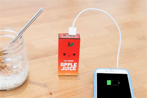 The 100% Energy Apple Juice Power Pack, A Stylish and Compact Backup Battery Pack for USB ...