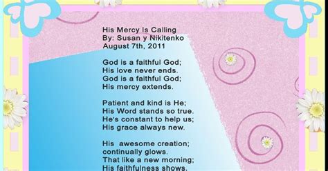 Christian Images In My Treasure Box: Mercy Is Calling - Poem Poster