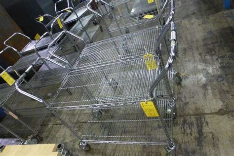 Lot of (2) Uline Rolling Carts with Handles - Yellow Tag Auctions