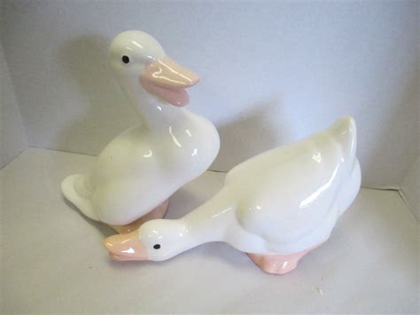 Set of duck ceramic lawn yard figurines