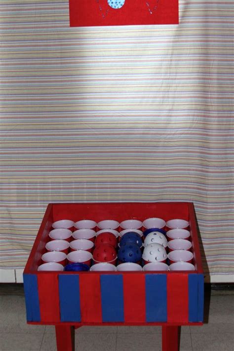 Ball Toss... super easy to make just some wood and Solo cups ...