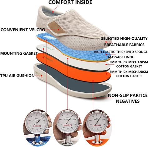 LGZY Extra Wide Width Diabetic Shoes - Orthopedic Adjustable Walking ...