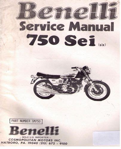 Sell Benelli 750 Sei Service Manual in Jamison, Pennsylvania, United States