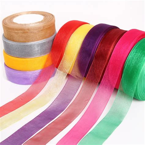 Aliexpress.com : Buy 50Yard/lot 25mm Solid Color Polyester Organza Ribbon For Sewing Wedding ...