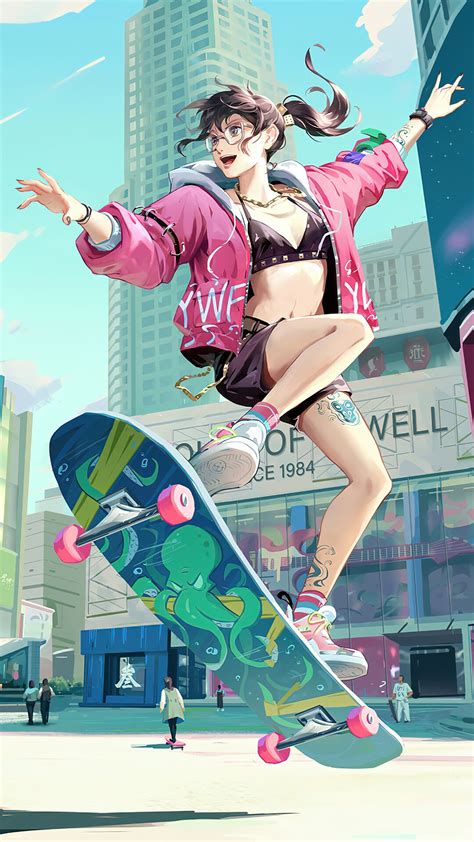 Skateboard, Anime Girls, Anime, Corgi HD Phone Wallpaper | Rare Gallery