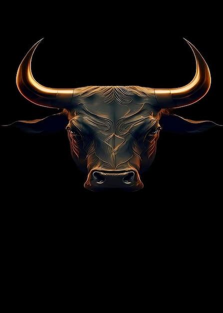 Premium Photo | A black and gold poster with a bull's head on it.