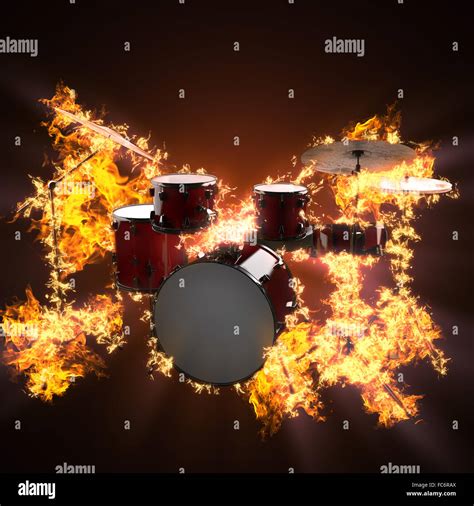 drum set in fire Stock Photo - Alamy