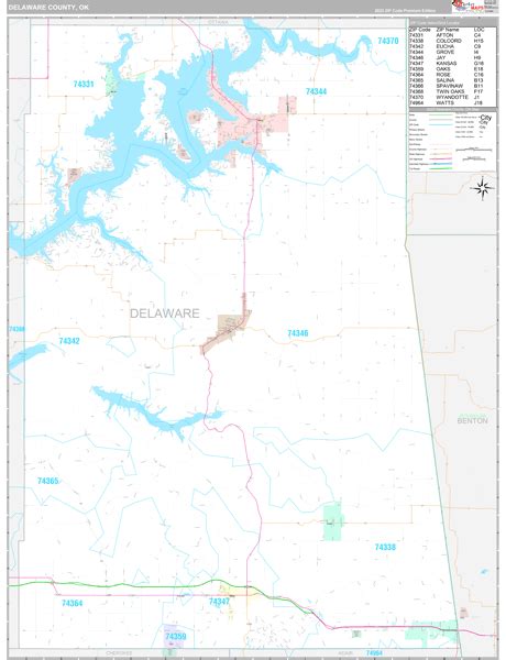 Delaware County, OK Zip Code Map - Premium