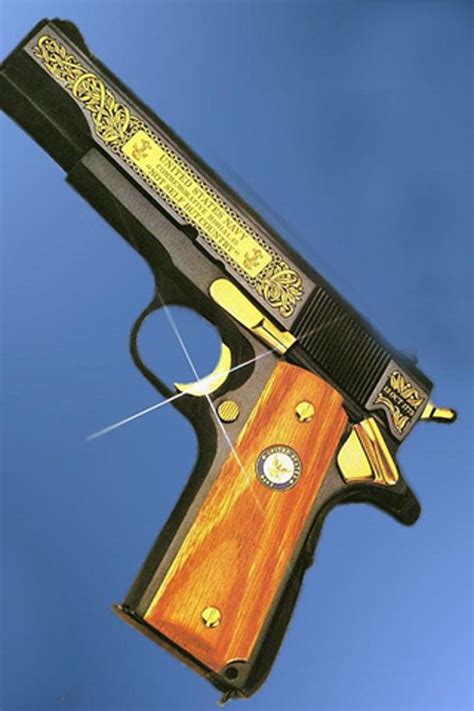 gun colt 45 1911 gold inlay Colt 45 1911, M1911, Target Practice, Hunting Guns, 357 Magnum, Cool ...