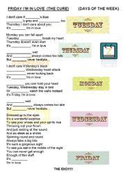 DAYS OF THE WEEK - SONG WORKSHEET - ESL worksheet by netitos32