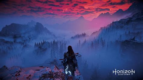 Horizon Zero Dawn Wallpaper: Aloy Riding Through a Mystical Mountain