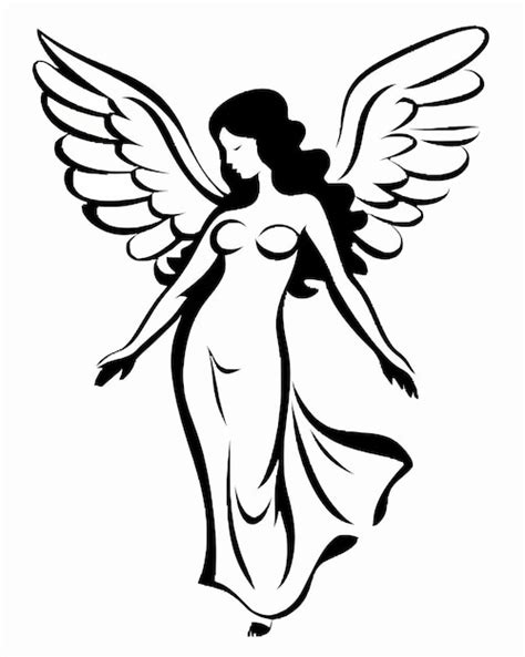 Premium Vector | Angel clipart black and white angel clipart