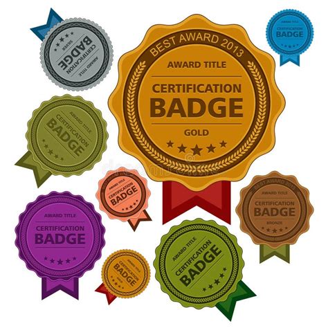 Colored Awards Badges, Certification Badges Template Design Stock Vector - Illustration of ...