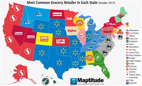 Maptitude Map: Most Common U.S. Grocery Chain by State