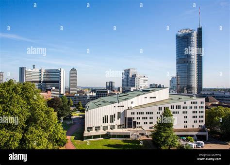 Skyliners Essen city center, with RWE Tower, EVONIK corporate headquarters, Aalto Theater, Opera ...