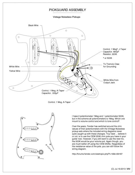 Fender Vintage Noiseless Strat Pickups Set Wiring Diagram » Diagram Board