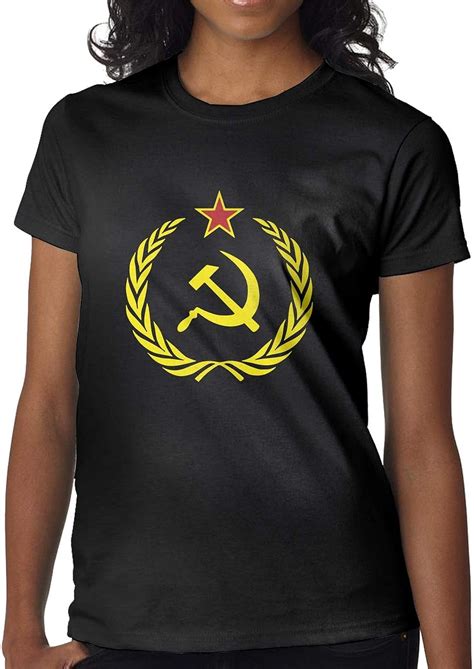 Amazon.com: Foxdinner Soviet Union Flag Women Beautiful Short-Sleeved T-Shirt Fashion T-Shirt ...