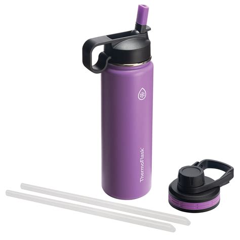 Thermoflask Stainless Steel Water Bottle With Chug and Straw Lid, 24oz ...