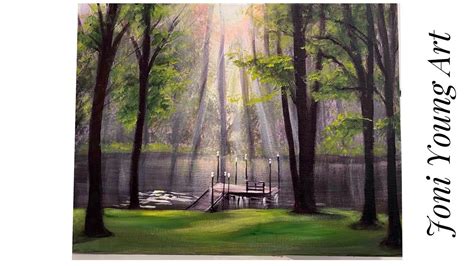 How To Paint “Dock On The Lake” acrylic painting tutorial | Painting tutorial, Canvas painting ...