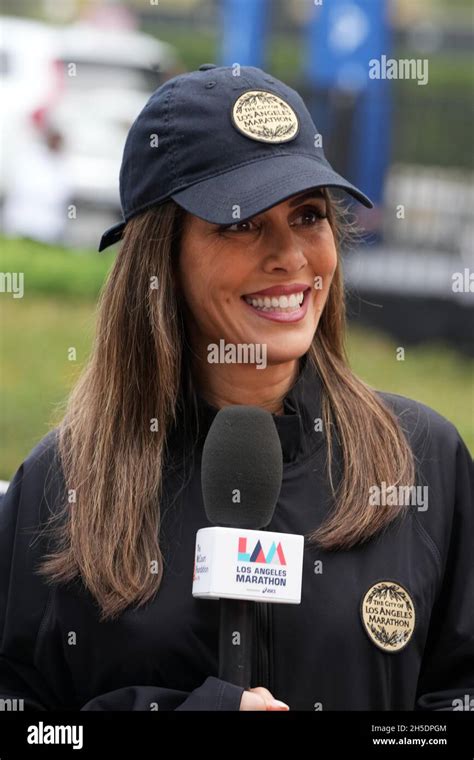 KTLA 5 television news reporter Megan Henderson at the finish line of ...