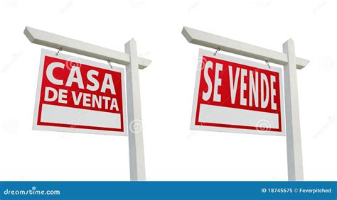 Two Spanish Real Estate Signs with Clipping Paths Stock Image - Image of isolated, finance: 18745675