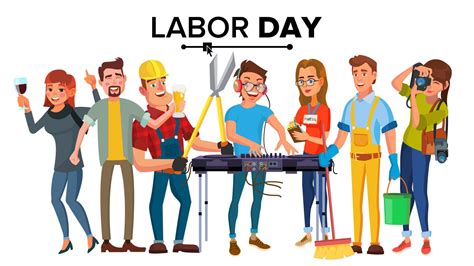 Labor Day Vector. Modern Workers Set. A Group Of People Of Different ...