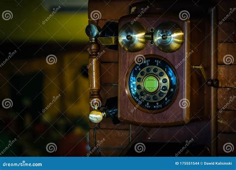 Old Vintage Wall Mount Telephone on Brick Wall Editorial Stock Image ...