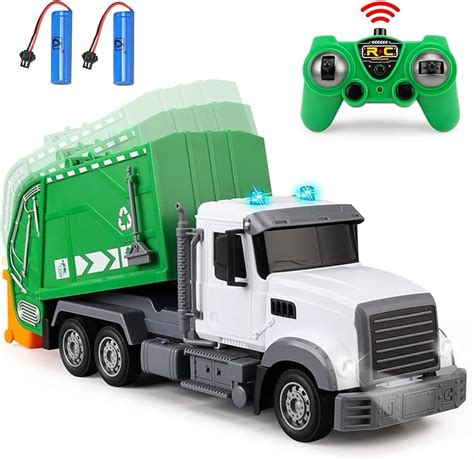 Amazon.com: WEMOKA 1:24 Scale Remote Control Garbage Truck Toys, 6 Channel RC Waste Management ...