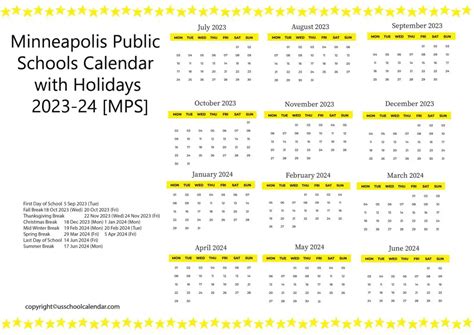 Minneapolis Public Schools Calendar with Holidays 2023-24 [MPS]