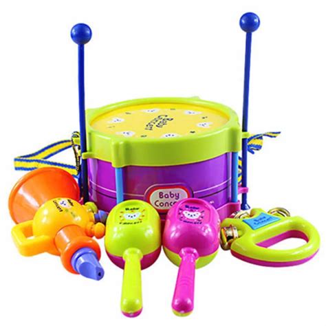 5pcs/set Baby Drum Set Baby Kids Roll Drum Musical Instruments Band Kit Educational Toy Gift Set ...